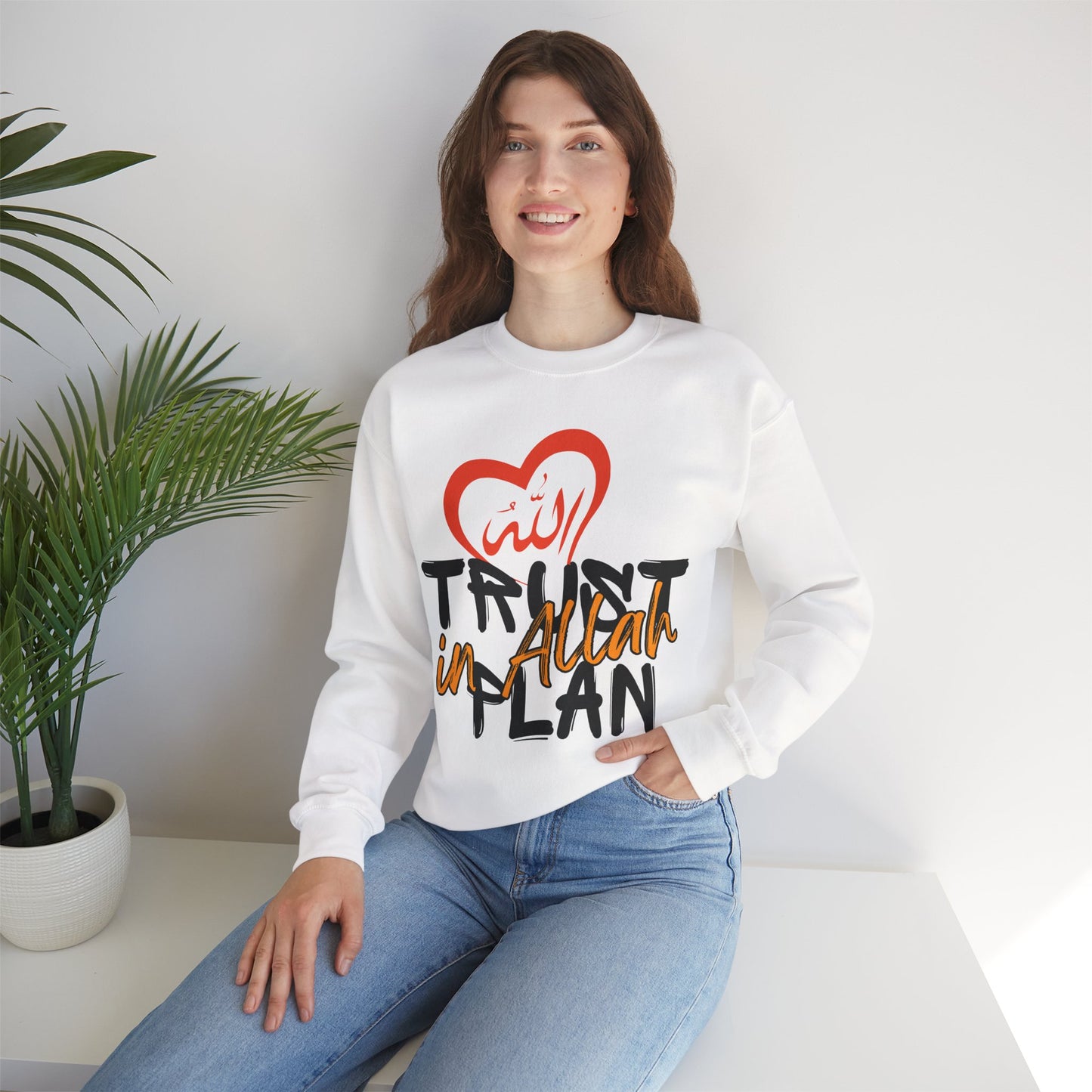Trust in Allah's Plan Typographic Sweatshirt - Tawakkul Cozy Soft Cotton Unisex Sweatshirt