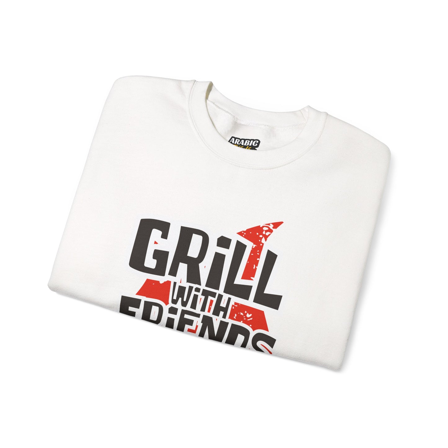 Grill with Friends Typographic Sweatshirt - Cozy Soft Cotton Unisex Sausage Graphic Sweatshirt