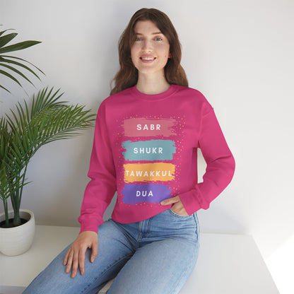 Sabr Shukr Tawakkul Dua Typographic Sweatshirt - Colorful Cozy Soft Cotton Unisex Sweatshirt