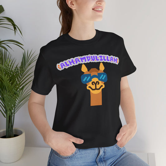 Funny Camel Sunglasses Alhamdulillah Graphic Tee T-Shirt - Alhamdulillah Typography Islamic Unisex Tee