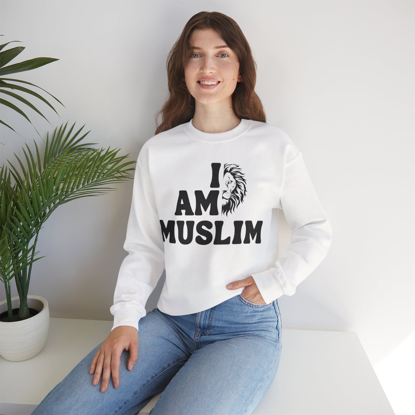 I Am Muslim Typographic Sweatshirt - Lion Cozy Soft Cotton Unisex Sweatshirt