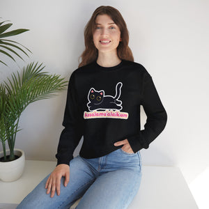 Assalamualaikum Typographic Sweatshirt - Cute Black Cat Graphic Cozy Soft Cotton Unisex Sweatshirt