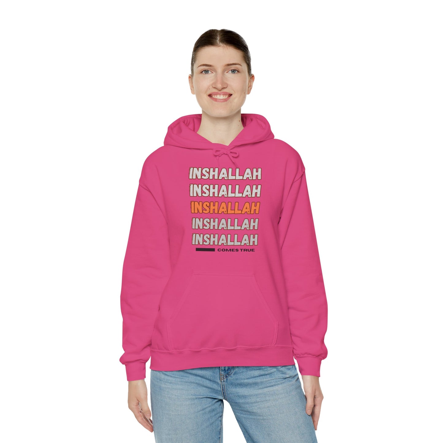 Inshallah Comes True Typographic Hoodie - Cozy Soft Cotton Unisex Hoodie