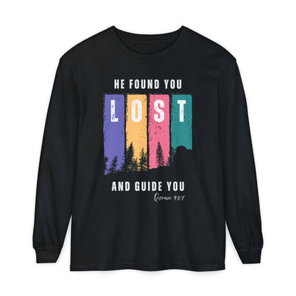 He Found You lost And Guide You Graphic Long-Sleeve Tee T-Shirt - He Found You lost And Guide You Typography Islamic Unisex Long-Sleeve Tee