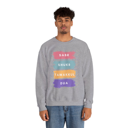 Sabr Shukr Tawakkul Dua Typographic Sweatshirt - Colorful Cozy Soft Cotton Unisex Sweatshirt