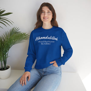Alhamdulillah A Word That Warms the Solstice Graphic Sweatshirt - Alhamdulillah Typography Islamic Unisex Sweatshirt