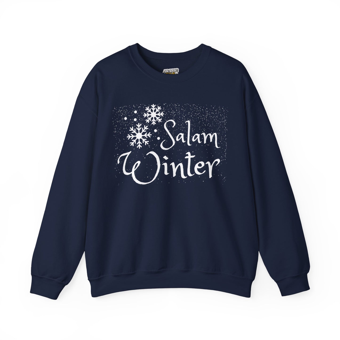 Salam Winter Typographic Sweatshirt - Cozy Soft Cotton Unisex Snowflake Graphic Sweatshirt