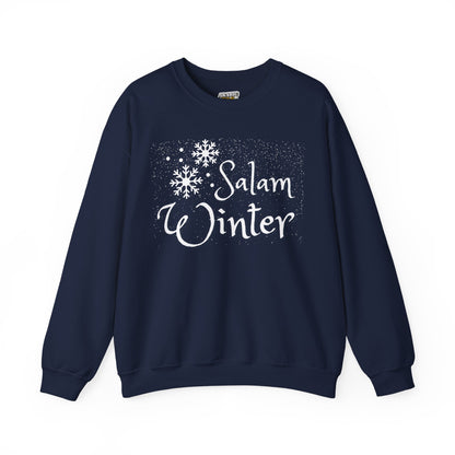 Salam Winter Typographic Sweatshirt - Cozy Soft Cotton Unisex Snowflake Graphic Sweatshirt