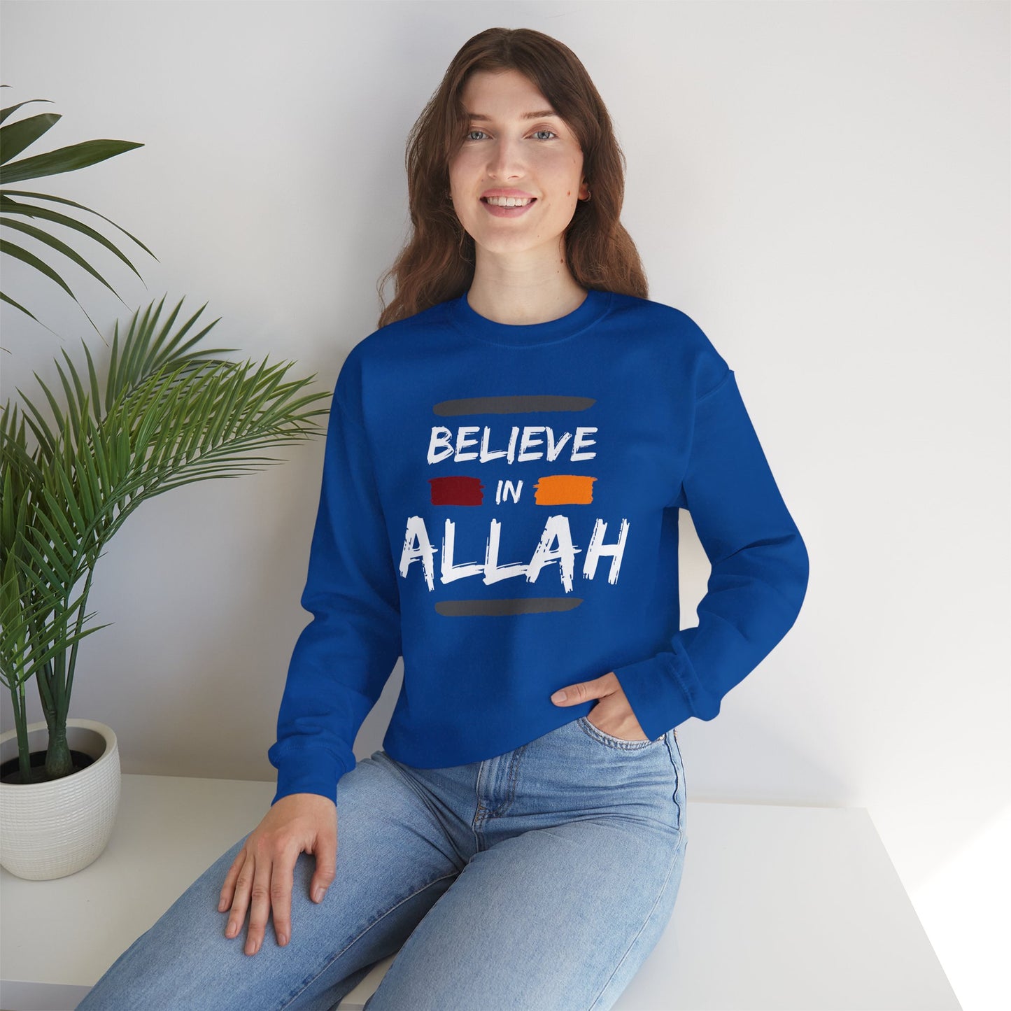 Believe in Allah Typographic Sweatshirt - Cozy Soft Cotton Unisex Statement Sweatshirt