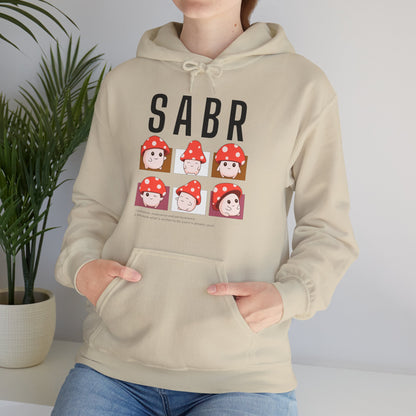Sabr Typographic Hoodie - Cute Mushroom Cozy Soft Cotton Unisex Statement Hoodie