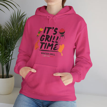 Winter Grill Typography Hoodie - Cozy Soft Cotton Unisex BBQ Graphic Hoodie