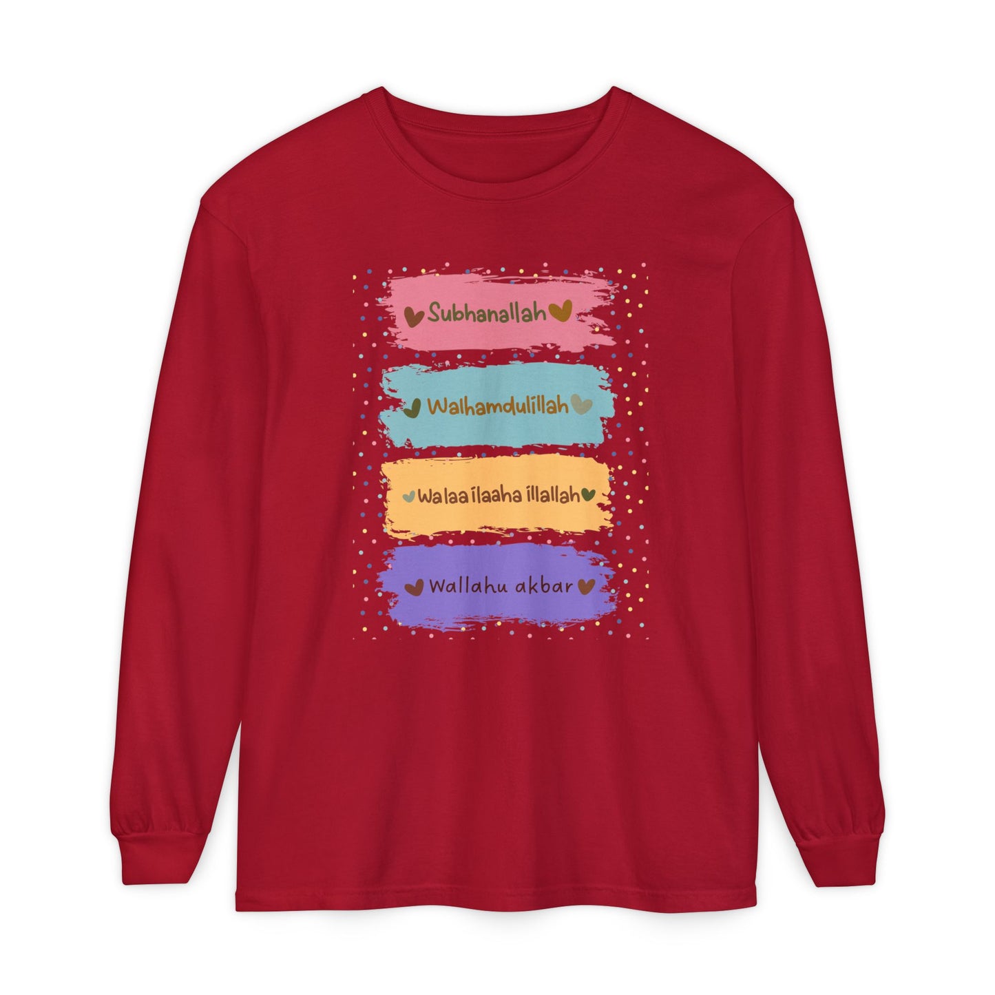 Zikr Dhikr Typographic Long Sleeve Tee T-Shirt - Colorful Cozy Soft Cotton Unisex Long Sleeve Tee