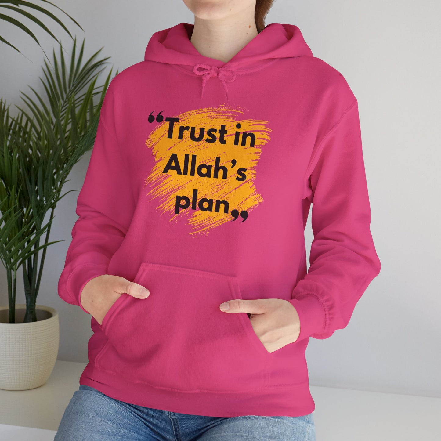 Trust in Allah's Plan Typographic Hoodie - Note Cozy Soft Cotton Unisex Hoodie
