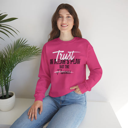 Trust in Allah's Plan Not The Process Typographic Sweatshirt - Tawakkul Cozy Soft Cotton Unisex Sweatshirt