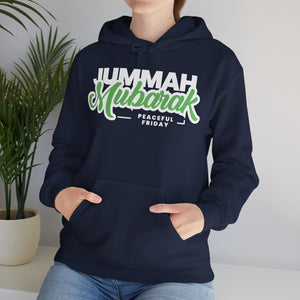 Jummah Mubarak Graphic Hoodie - Peaceful Friday Typography Islamic Unisex Hoodie