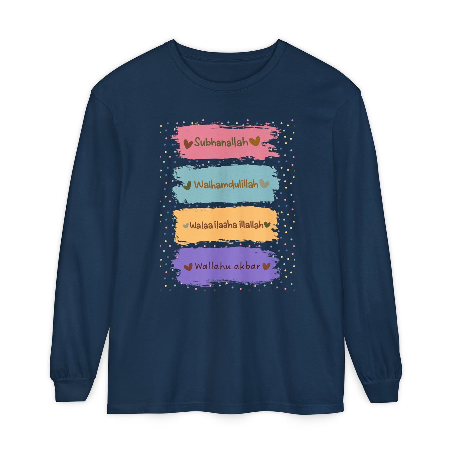 Zikr Dhikr Typographic Long Sleeve Tee T-Shirt - Colorful Cozy Soft Cotton Unisex Long Sleeve Tee