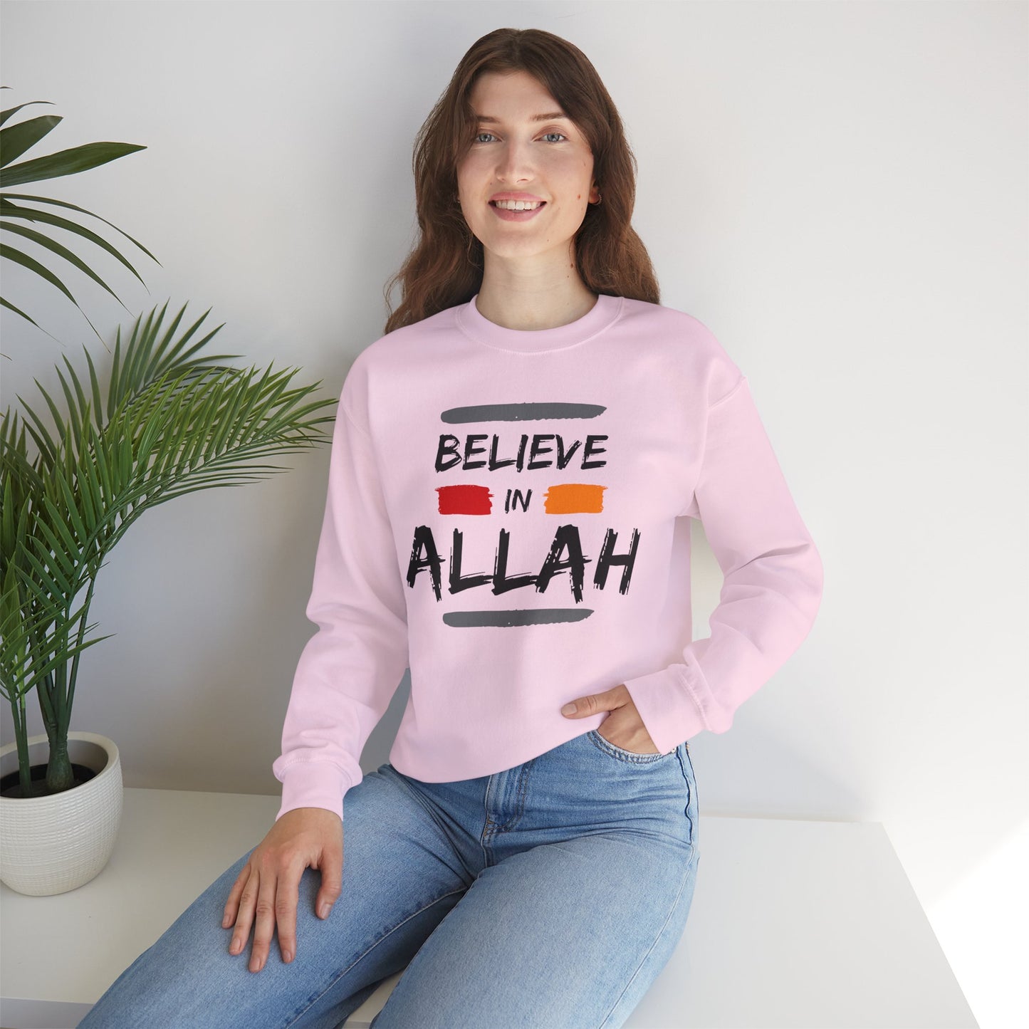 Believe in Allah Typographic Sweatshirt - Cozy Soft Cotton Unisex Statement Sweatshirt