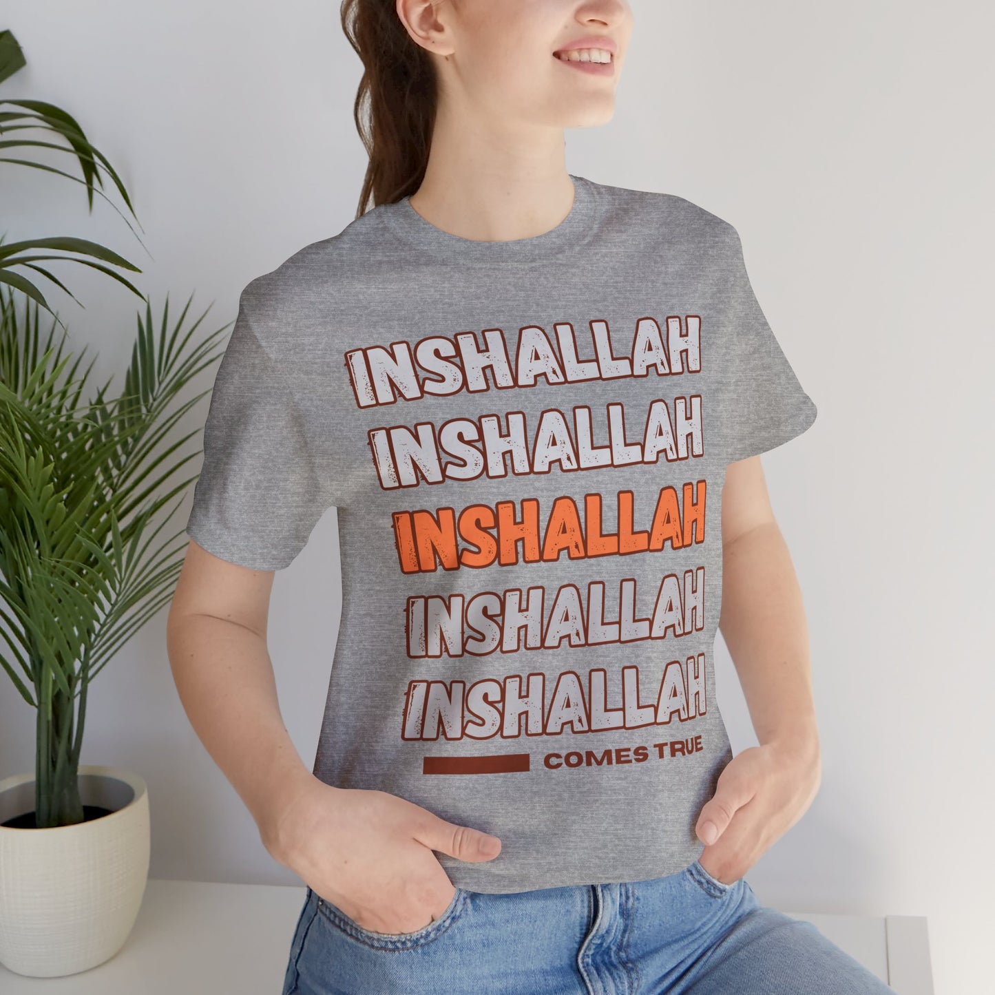 Inshallah Comes True Typographic Tee T-Shirt - Cozy Soft Cotton Unisex Tee
