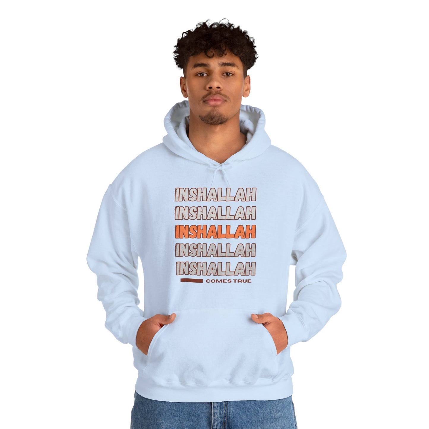 Inshallah Comes True Typographic Hoodie - Cozy Soft Cotton Unisex Hoodie