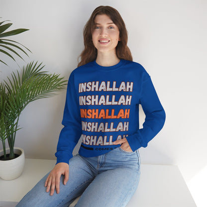 Inshallah Comes True Typographic Sweatshirt - Cozy Soft Cotton Unisex Sweatshirt