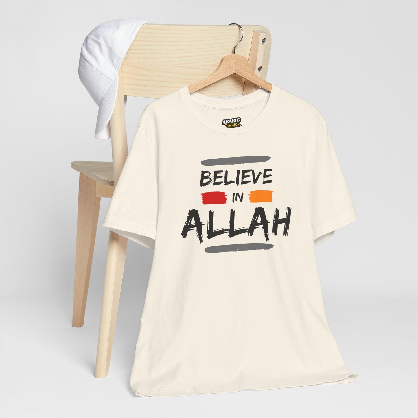 Believe in Allah Typographic Tee T-Shirt - Cozy Soft Cotton Unisex Statement Tee