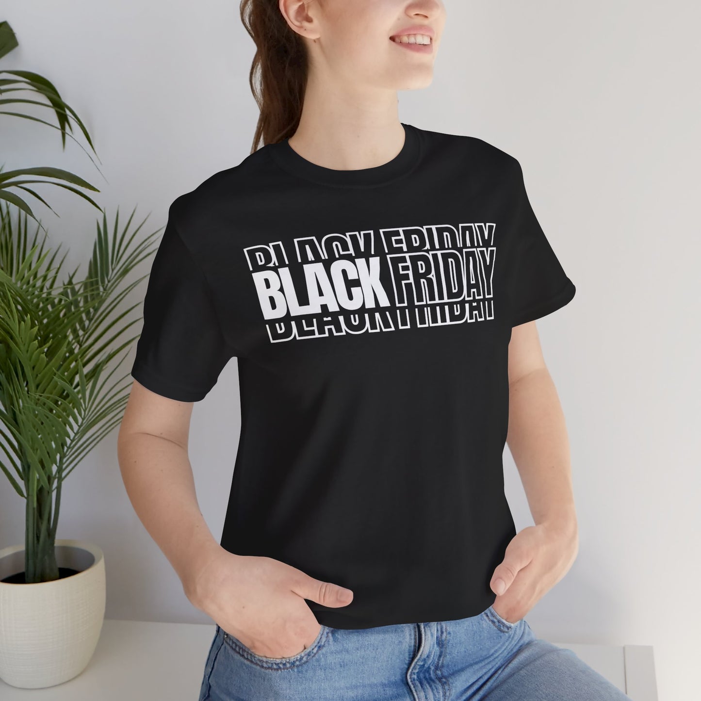 Black Friday Shadow Typography T-Shirt - 3D Graphic Unisex Tee