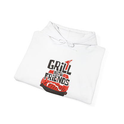Grill with Friends Typographic Hoodie - Cozy Soft Cotton Unisex Sausage Graphic Hoodie