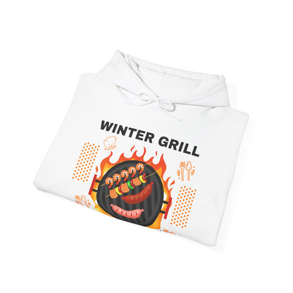 Winter Grill Typographic Hoodie - Cozy Soft Cotton Unisex Sausage Graphic Hoodie