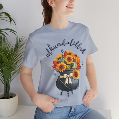 Alhamdulillah Classic Pot Floral Gratitude Graphic Tee T-Shirt - Alhamdulillah Typography Islamic Unisex Tee