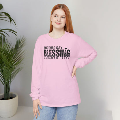 Another Day Another Blessing Alhamdulillah Graphic Long-Sleeve T-Shirt - Alhamdulillah Typography Islamic Unisex Tee