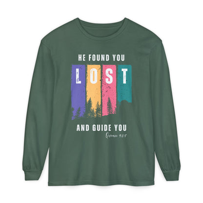 He Found You lost And Guide You Graphic Long-Sleeve Tee T-Shirt - He Found You lost And Guide You Typography Islamic Unisex Long-Sleeve Tee