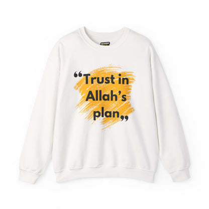 Trust in Allah's Plan Typographic Sweatshirt - Note Cozy Soft Cotton Unisex Sweatshirt