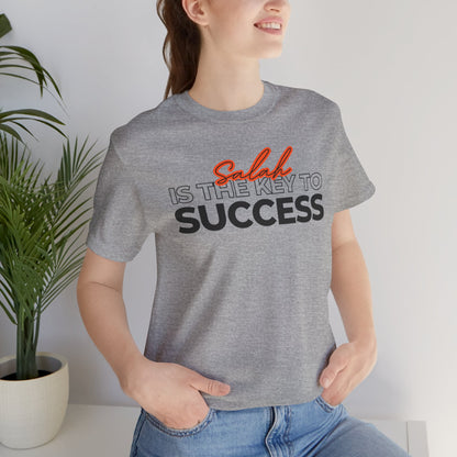 Salah is the Key to Success Typographic Tee T-Shirt - Cozy Soft Cotton Unisex Statement Tee