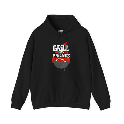 Grill with Friends Typographic Hoodie - Cozy Soft Cotton Unisex Sausage Graphic Hoodie