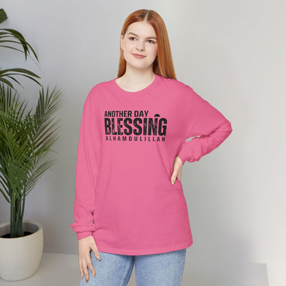 Another Day Another Blessing Alhamdulillah Graphic Long-Sleeve T-Shirt - Alhamdulillah Typography Islamic Unisex Tee