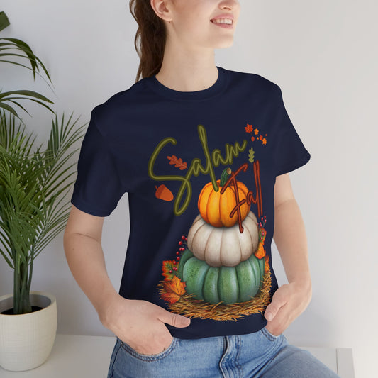 Salam Fall Cute Pumpkin Graphic Tee T-Shirt - Cozy Autumn Cute Pumpkin Graphic Unisex Tee
