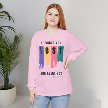 He Found You lost And Guide You Graphic Long-Sleeve Tee T-Shirt - He Found You lost And Guide You Typography Islamic Unisex Long-Sleeve Tee