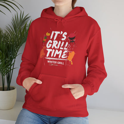 Winter Grill Typography Hoodie - Cozy Soft Cotton Unisex BBQ Graphic Hoodie