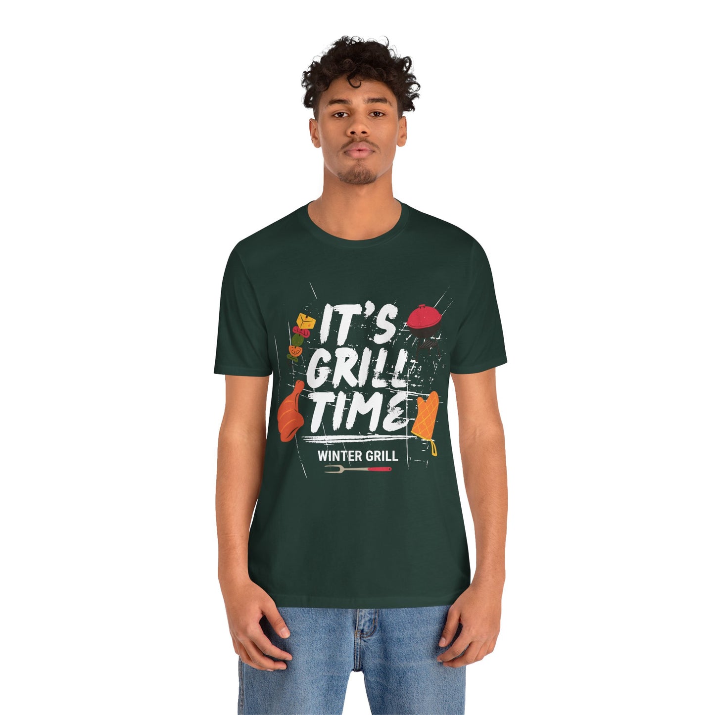 Winter Grill Typography Tee T-Shirt - Cozy Soft Cotton Unisex BBQ Graphic Tee