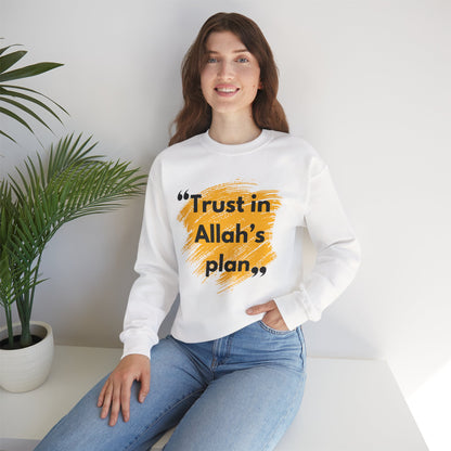 Trust in Allah's Plan Typographic Sweatshirt - Note Cozy Soft Cotton Unisex Sweatshirt