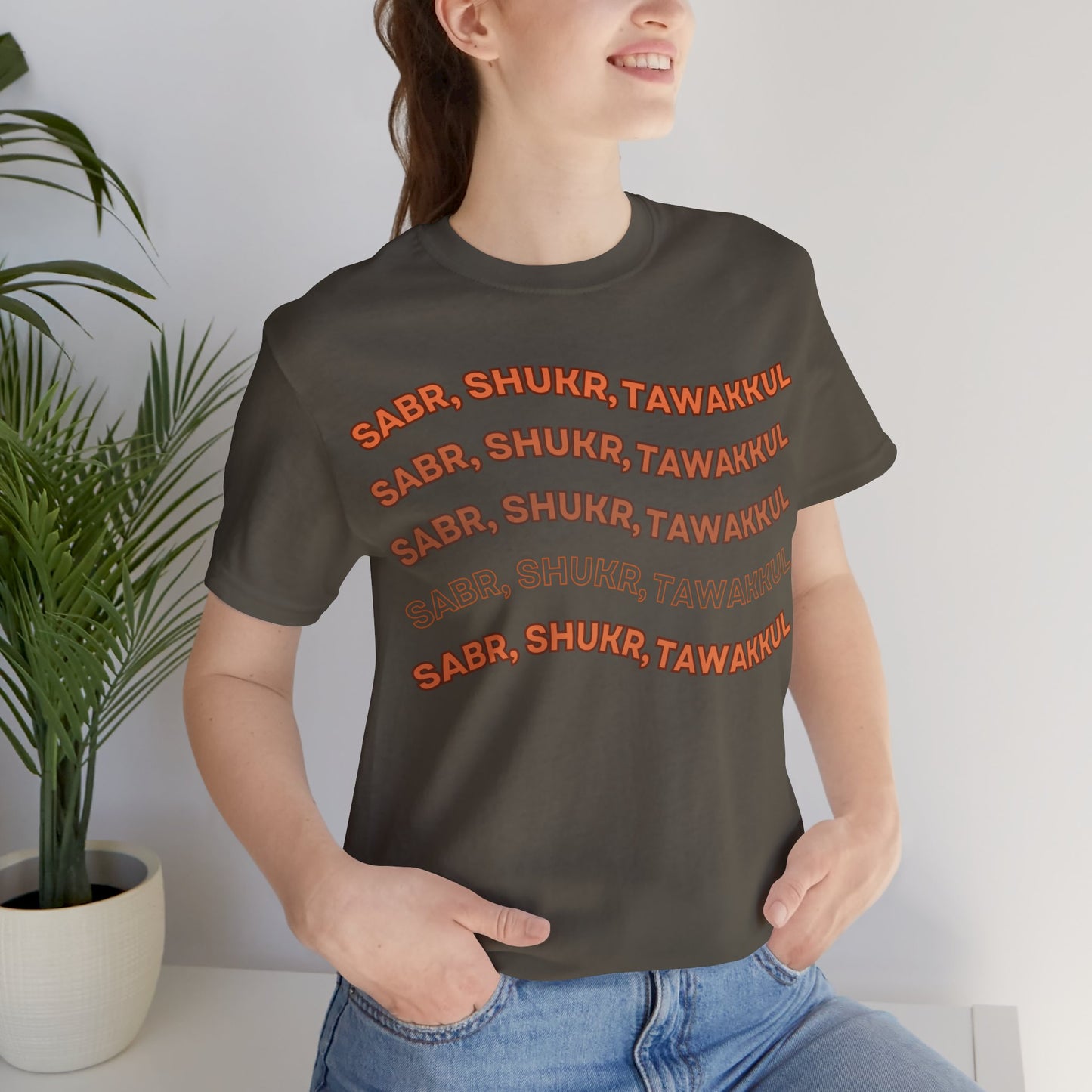 Sabr Shukr Tawakkul Typographic Tee T-Shirt - Cozy Soft Cotton Unisex Tee