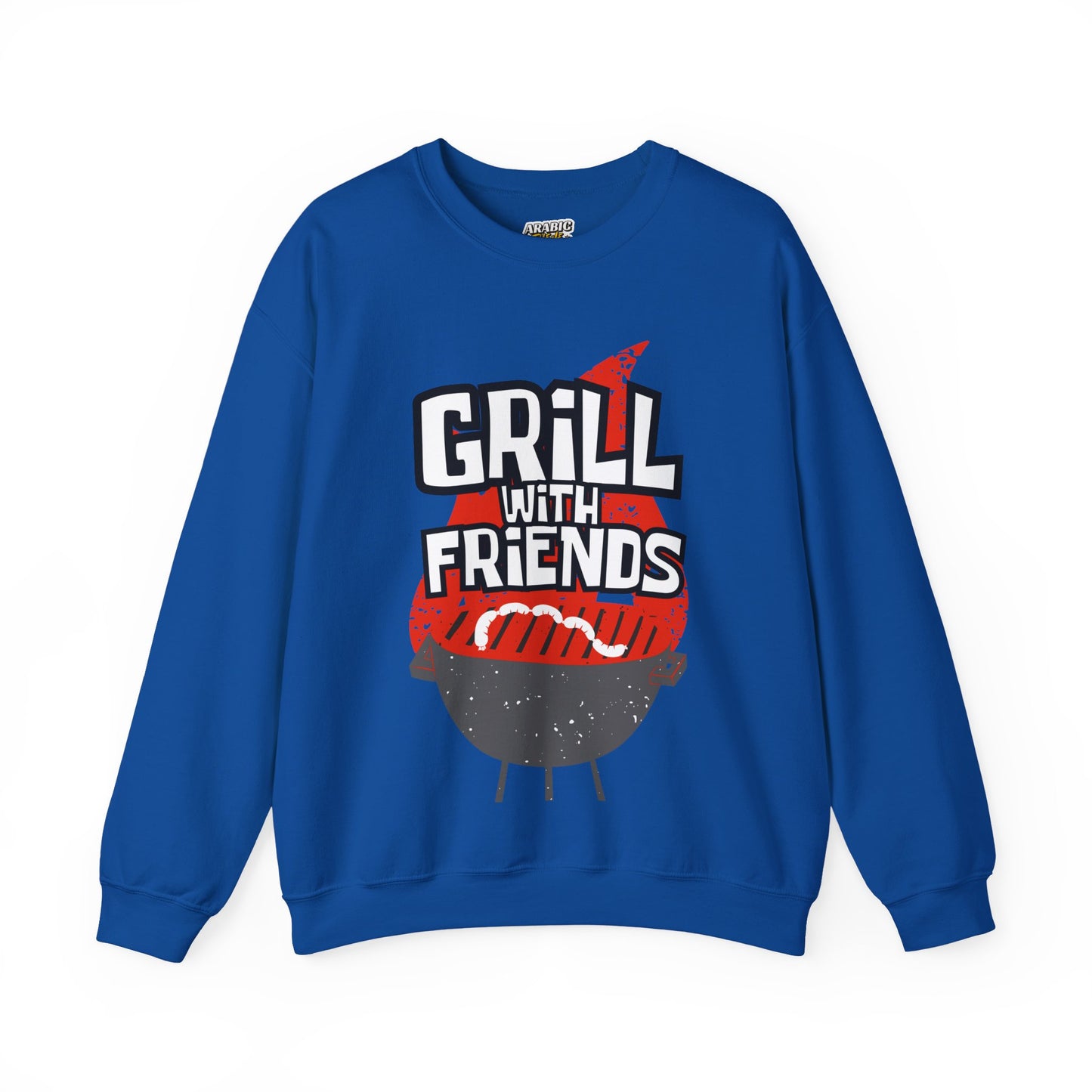 Grill with Friends Typographic Sweatshirt - Cozy Soft Cotton Unisex Sausage Graphic Sweatshirt