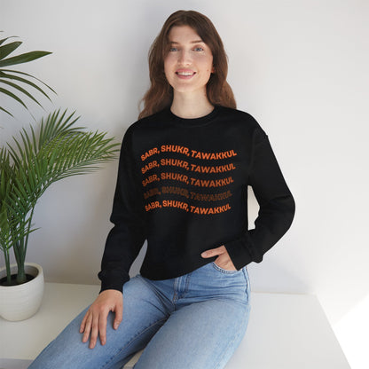 Sabr Shukr Tawakkul Typographic Sweatshirt - Cozy Soft Cotton Unisex Sweatshirt