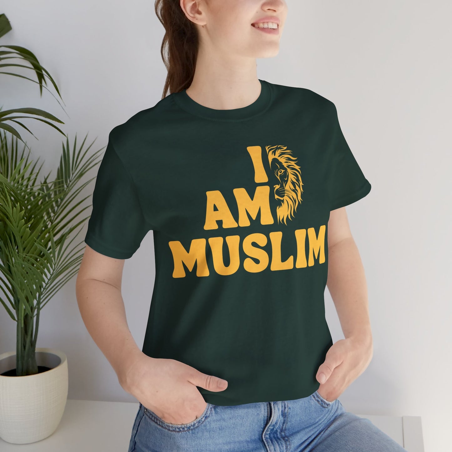 I Am Muslim Typographic Tee T-Shirt - Lion Cozy Soft Cotton Unisex Tee