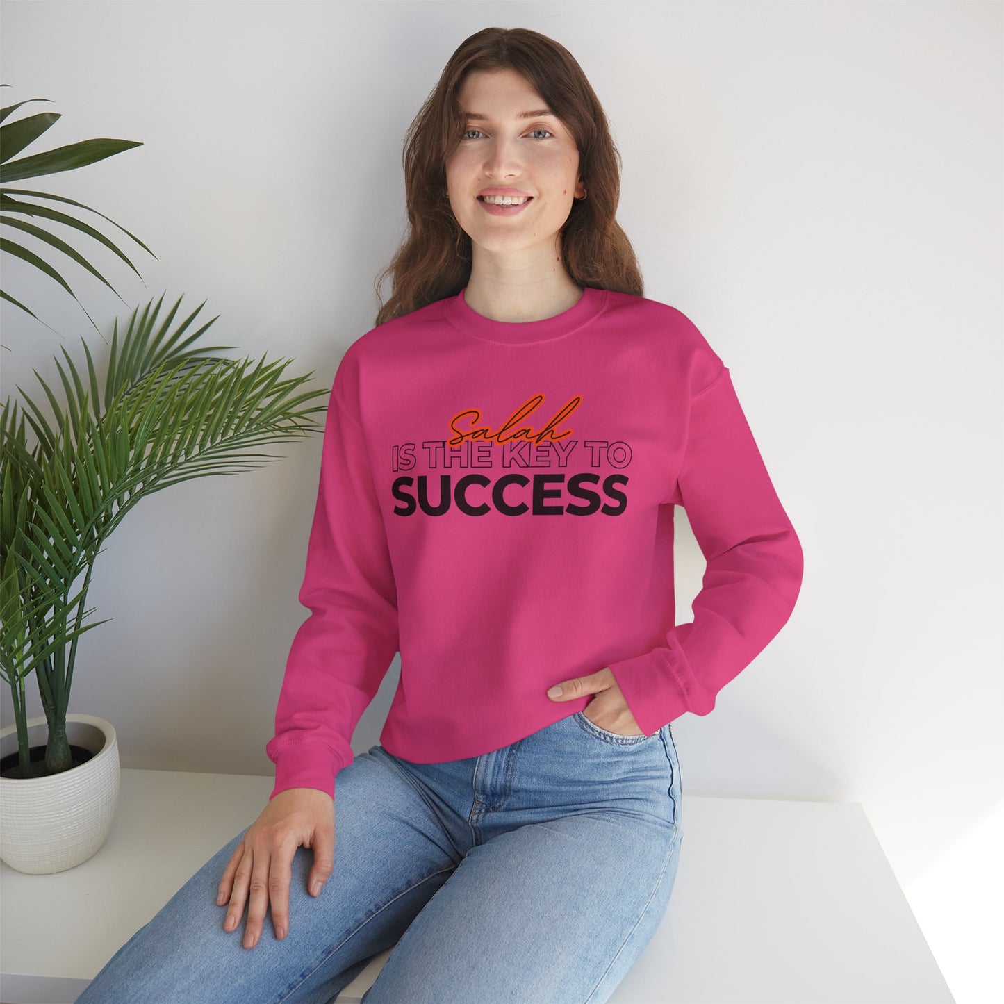 Salah is the Key to Success Typographic Sweatshirt - Cozy Soft Cotton Unisex Statement Sweatshirt