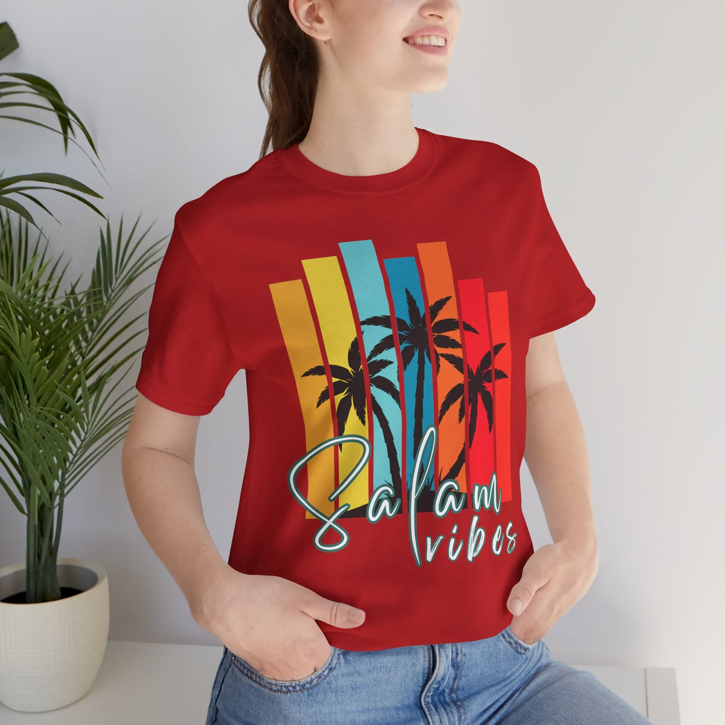 Salam Vibes Palm Tree Graphic Tee T-Shirt - Cozy Soft Cotton Graphic Unisex Tee