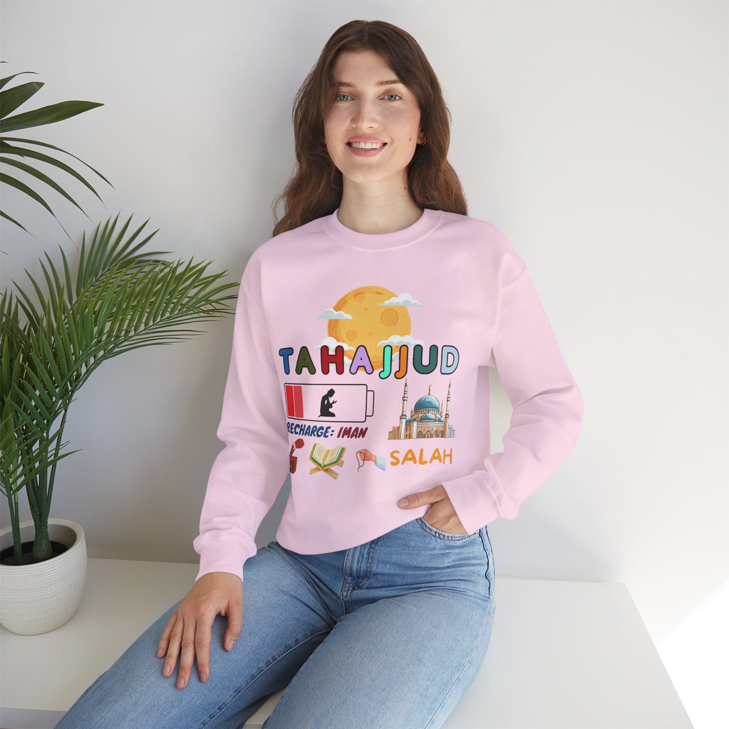 Tahajjud Recharge Iman Graphic Sweatshirt - Tahajjud Recharge Iman Typography Islamic Unisex Sweatshirt