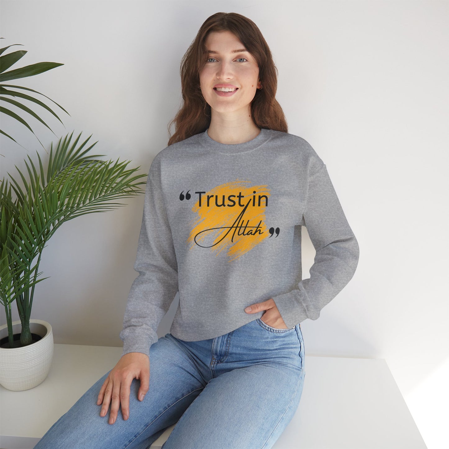 Trust in Allah Graphic Tee Sweatshirt - Trust in Allah Typography Islamic Unisex Sweatshirt
