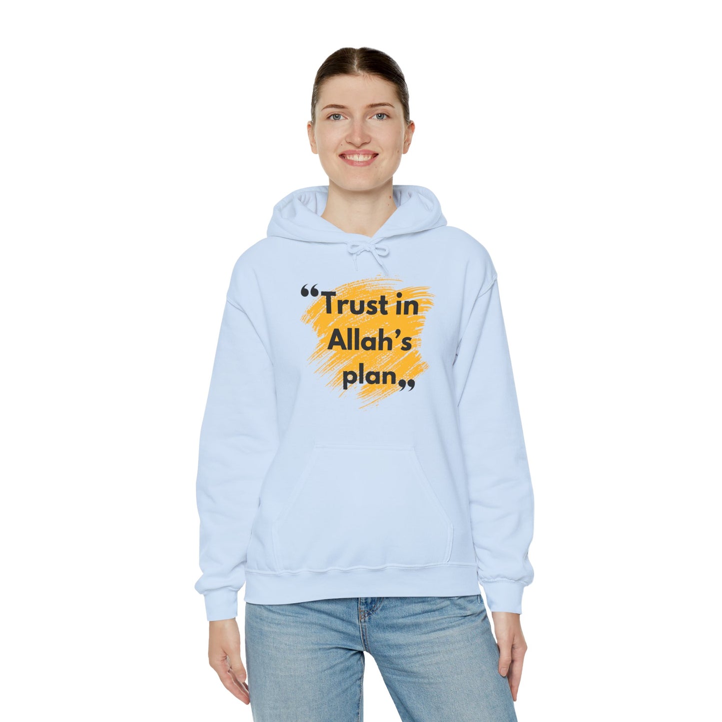Trust in Allah's Plan Typographic Hoodie - Note Cozy Soft Cotton Unisex Hoodie