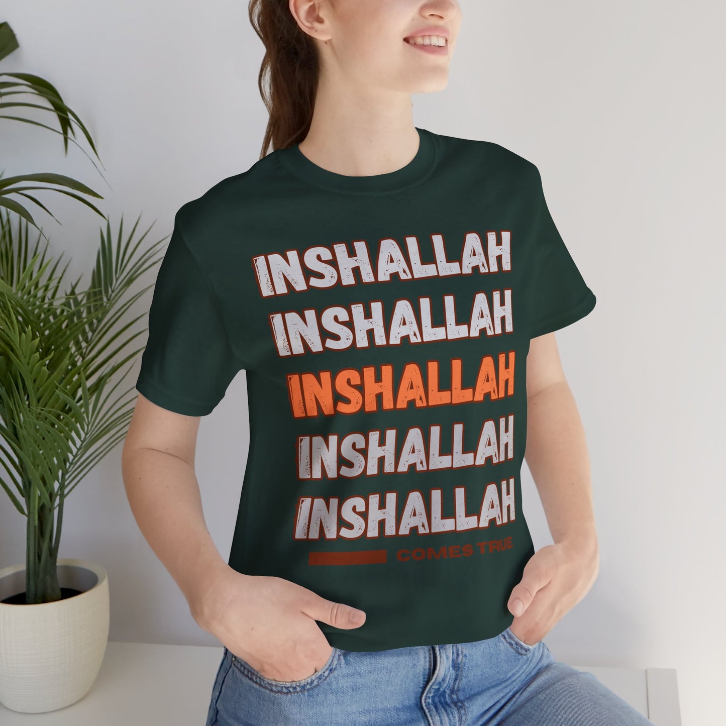Inshallah Comes True Typographic Tee T-Shirt - Cozy Soft Cotton Unisex Tee